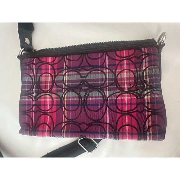 COACH Poppy Signature C Crossbody Bag Black Fuschia Purple - Picture 3 of 5